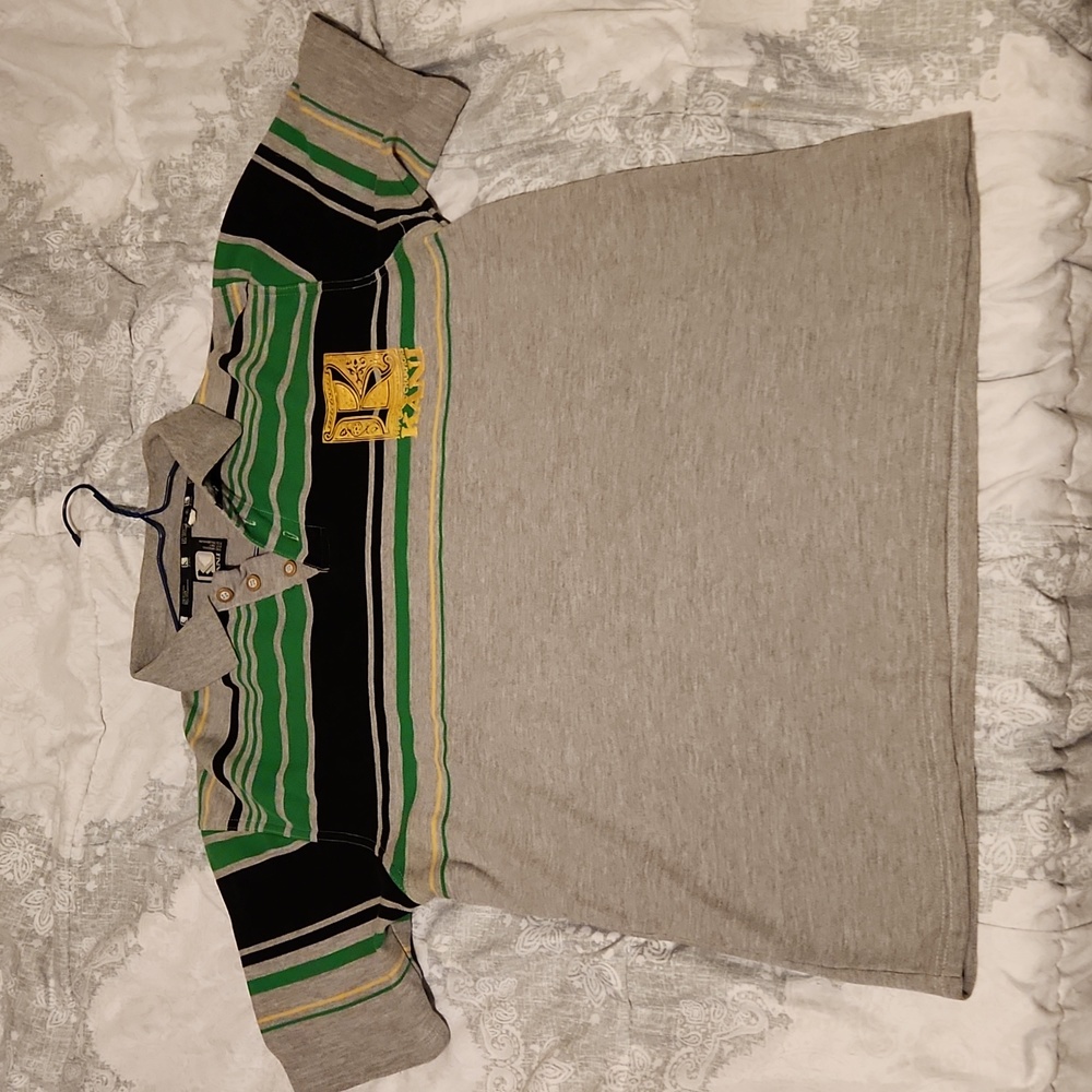 Karl Kani Stripe 1/4 Button Down Spellout Casual Dress Polo Shirt Vintage Y2K
